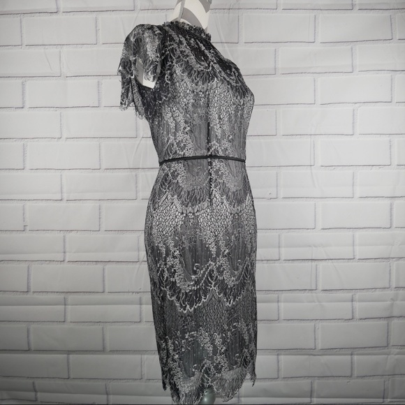 NWT Adrianna Papell sz 4 pewter/black lace dress - Picture 3 of 8